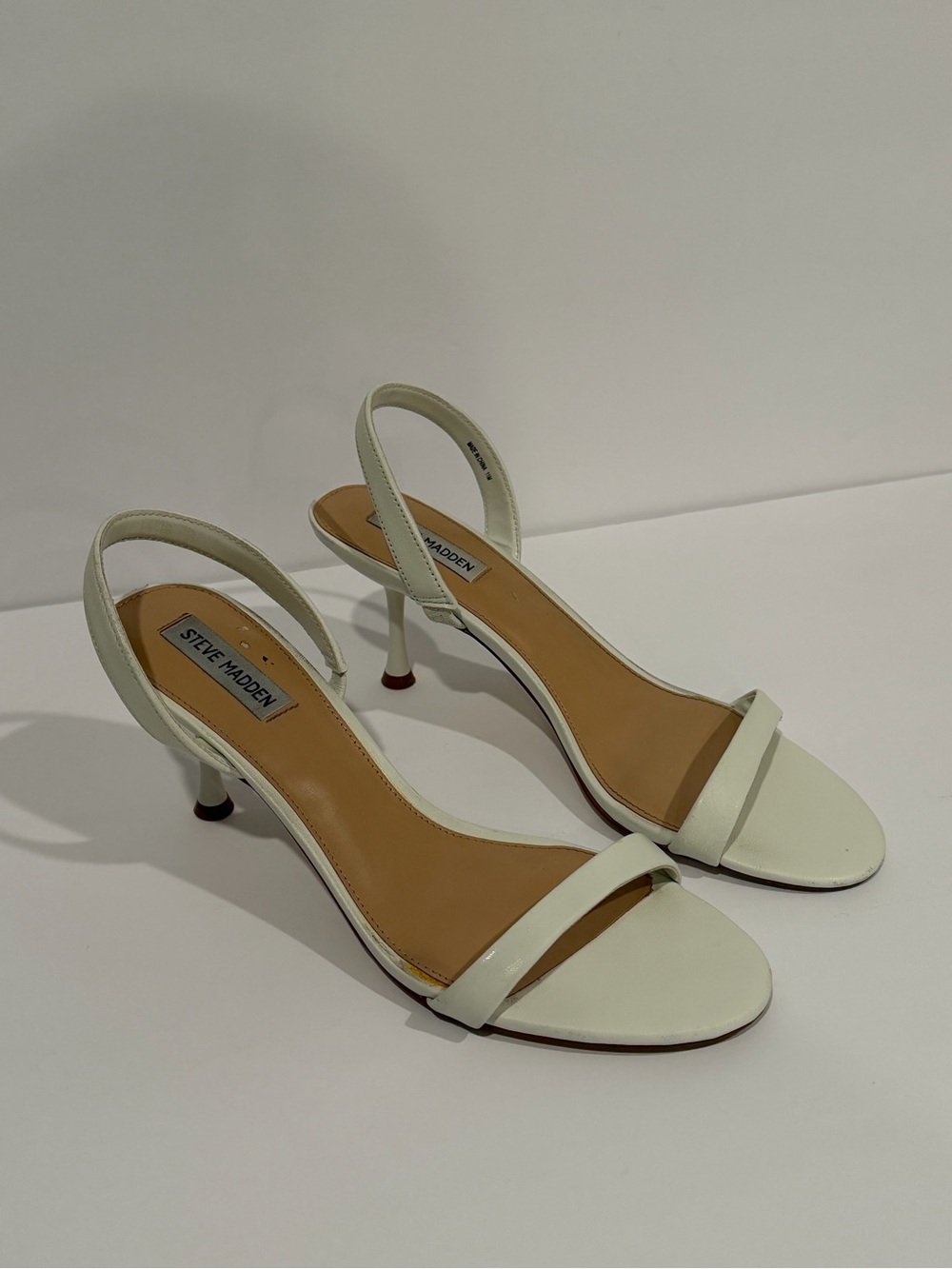 Steve Madden Cream Open-Toe Ankle-Strap Heels
